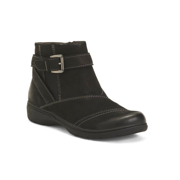 CLARKS Black Suede Carleigh Dalia Comfort Booties - Picture 1 of 2
